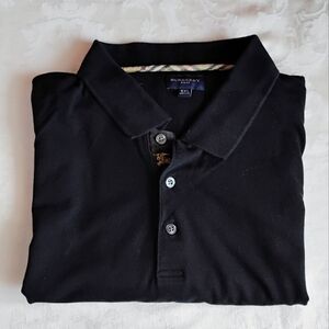 Burberry Golf Polo Black with Check Collar XXL
